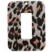 Ciondolo in acrilico a rettangolo cavo 40x30 mm - Leopardo nero glitterato - Arancione