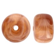 Perline rotonde a fori larghi 14,5x9 mm in acrilico opaco - Marrone marmorizzato x20