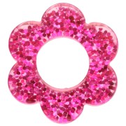 Ciondolo fiore in acrilico 14 mm - Fuschia glitter x1