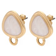 Orecchini a triangolo tondo 19,5x15 mm - Placcati oro - Bianco perlato x2