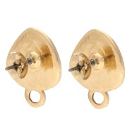 Orecchini a triangolo tondo 19,5x15 mm - Dorati con oro fino - Marrone x2