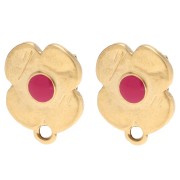 Orecchini a fiore in resina epossidica 16x13 mm - Dorati con oro fino - Rosa x2