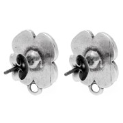 Orecchini a fiore 16x13mm in resina epossidica Placcatura in argento fine Turchese antico x2