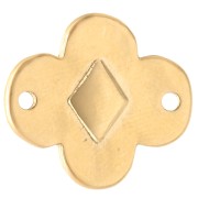 Distanziatore a fiore 19x17 mm in resina epossidica - Dorato con oro fino - Corallo x1