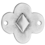 Distanziatore a fiore 19x17 mm con resina epossidica - Impiallacciatura in argento fino invecchiato - Nero