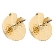 Orecchini tondi martellati 16 mm - Dorati in oro fino - Ambra x2