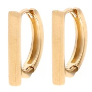 Barretta Dormeuses 15,5x12 mm con 1 anello aperto - Dorata con oro fino x2