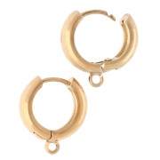 Orecchini rotondi creoli larghi 14 mm con anello aperto - Dorati con oro fino x2