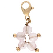 Charms stella con chiusura - Acciaio inossidabile 304 Gold - Quarzo fragola Imit