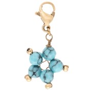 Charms stella con chiusura - Acciaio inossidabile 304 Gold - Imitazione turchese x1