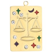 Ciondolo a rettangolo 27,5x18 mm - segno zodiacale Bilancia - acciaio inossidabile 304 Gold