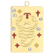 Ciondolo a rettangolo 27,5x18 mm - Segno zodiacale Scorpione - Acciaio inossidabile 304 Gold