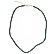 Collana con cordino ritorto in poliestere da 4 mm - Acciaio inox 304 - Oro - Verde scuro x1