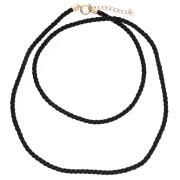 Collana con cordino ritorto in poliestere da 4 mm - Acciaio inox 304 - Nero x1