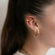 Bracciale all'orecchio - Ampio anello ad effetto ondulato 12 mm - Acciaio inossidabile placcato oro 304 x1