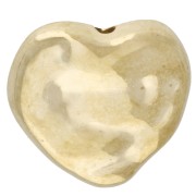 Perla cuore irregolare martellata 13,5x14 mm acrilico metallizzato CCB - Dorato x10