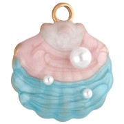 Ciondolo a conchiglia 18x16 mm con resina epossidica - Acciaio inossidabile 304 Gold - Blu - Rosa