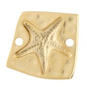 Distanziatore irregolare quadrato 16x17 mm - Stella marina - Dorato in oro fino x1