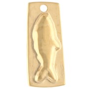 Ciondolo rettangolare irregolare 31x14 mm a forma di pesce Dorato in oro fino arancione x1