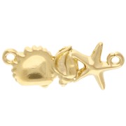 Inserti di conchiglie e stelle marine 26x11 mm dorati in oro fino - Turchese x1