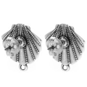 Borchie a conchiglia 19x17 mm - a cerchio chiuso - placcatura in argento antico x2