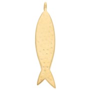 Ciondolo a forma di pesce 35x8 mm - Dorato in oro fino - Turchese x1