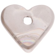 Pendente a forma di cuore 21x23 mm in ceramica - Effetto marmorizzato avorio x1