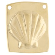 Ciondolo irregolare 32x28 mm - conchiglia dorata in oro fino Blu x1