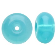Perle rotonde 12x7 mm in resina traslucida - Blu Caraibi x6
