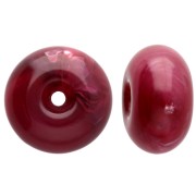 Perle rotonde 12x7 mm in resina opaca - Granato marmorizzato x6
