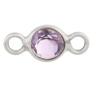 Distanziatore rotondo sfaccettato da 4,5 mm con pietra semipreziosa - Argento 925 - Ametista