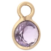 Ciondolo rotondo sfaccettato da 4,5 mm con pietra semipreziosa - Argento 925 Dorato con oro fino - Ametista