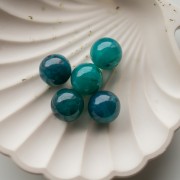 Perle rotonde in acrilico traslucido da 15,5 mm - Blu pavone marmorizzato x5