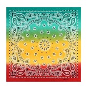 Bandana 100% cotone - Cashmere - Tie and Dye - Rosso - Giallo - Verde x1