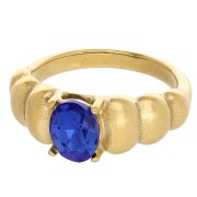 Anello da 8 mm con cabochon in vetro - Misura 56 - Acciaio inossidabile 304 Dorato - Blu