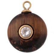 Ciondolo rotondo da 15 mm con zirconi e pietra semipreziosa