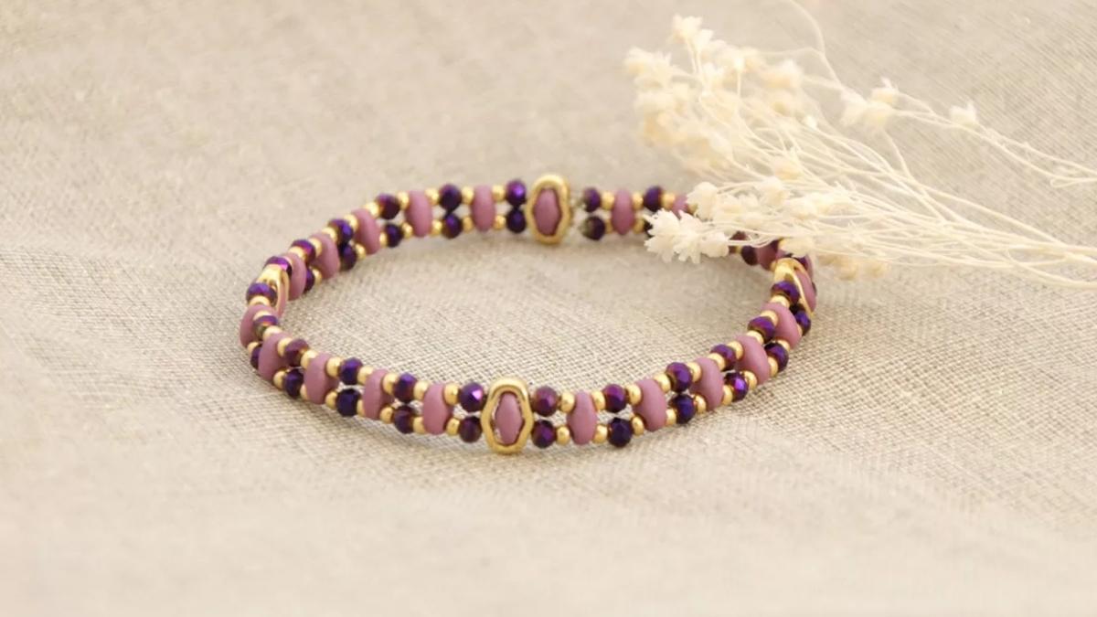 Bracelet élastique en perles SuperDuo avec Halo Beads