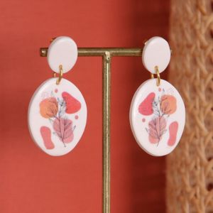 Boucles d'oreilles en pâte polymère avec feuille de transfert