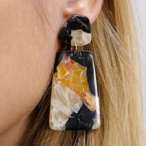 Boucles d'oreilles effet marbre en pâte polymère