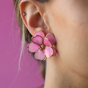 Boucles d'oreilles fleurs 3D en résine UV