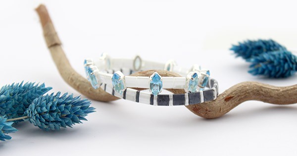 Braccialetti elastici Perle tilas e navette PureCrystal Braccialetti elastici Perle tilas e navette PureCrystal