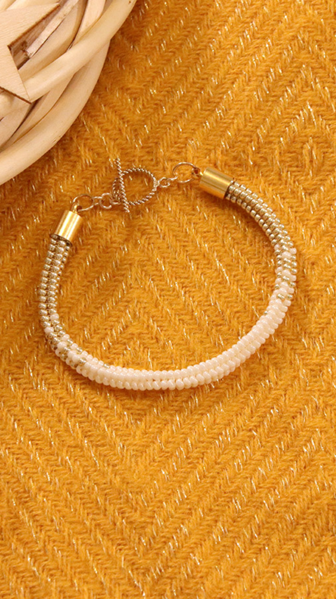 Schema Miyuki bracciale a spina di pesce a trama tubolare in perle di semi Miyuki effetto gradiente Schema Miyuki bracciale a spina di pesce a trama tubolare in perle di semi Miyuki effetto gradiente