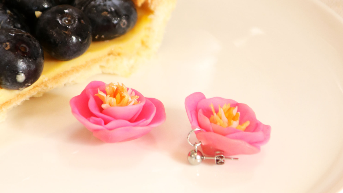 Schema Orecchini di peonia in argilla polimerica Schema Orecchini di peonia in argilla polimerica