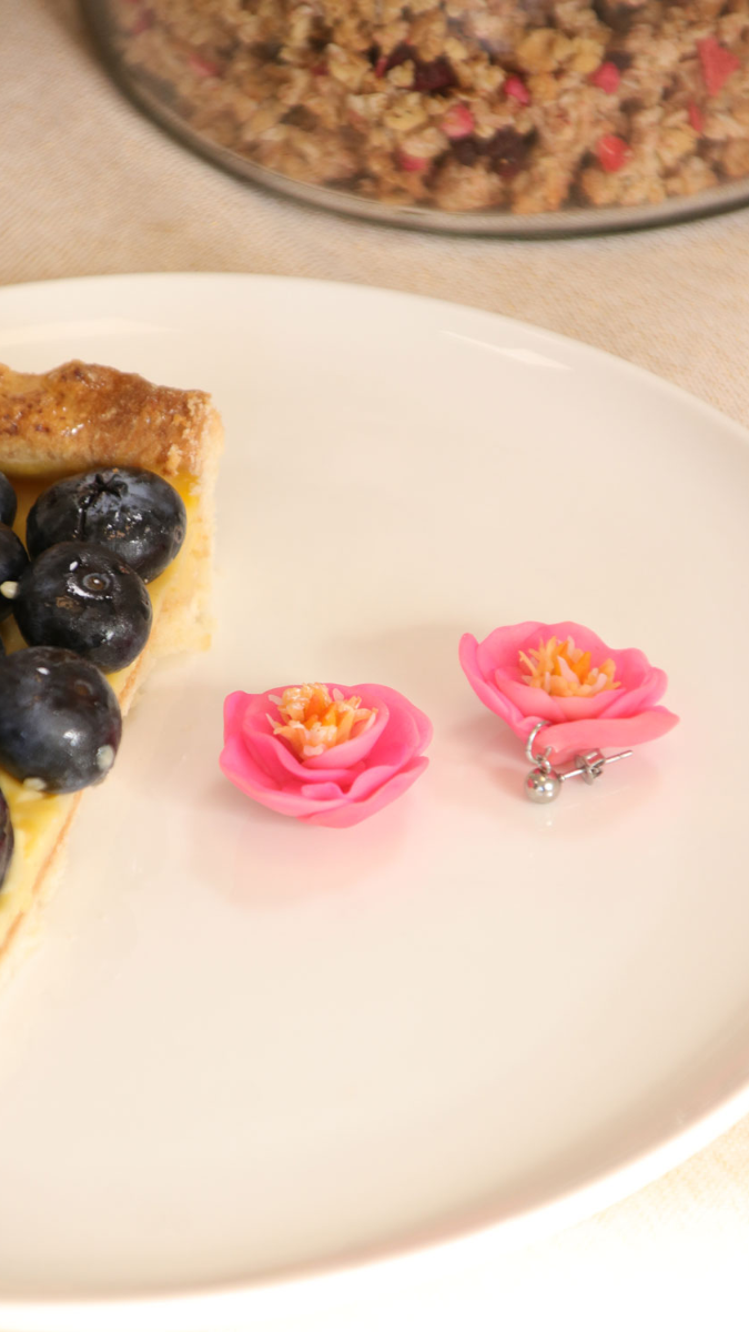 Schema Orecchini di peonia in argilla polimerica Schema Orecchini di peonia in argilla polimerica