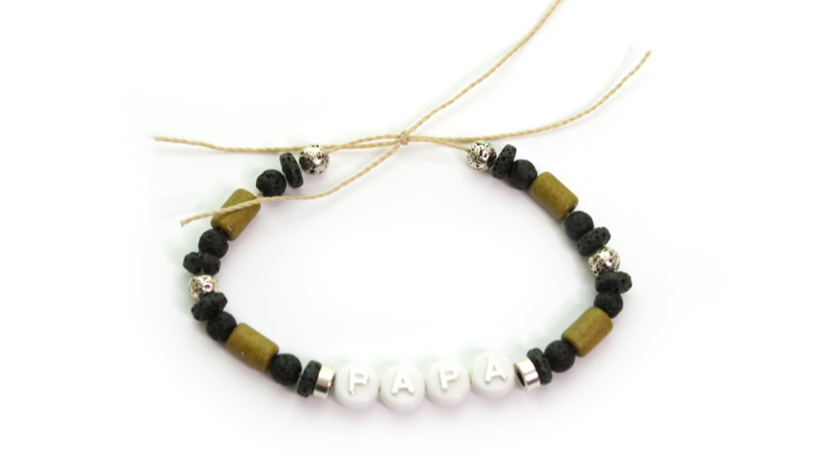 Festa del papà alfabeto perline bracciale regolabile fiocco : Tappa 2 Festa del papà alfabeto perline bracciale regolabile fiocco : Tappa 2