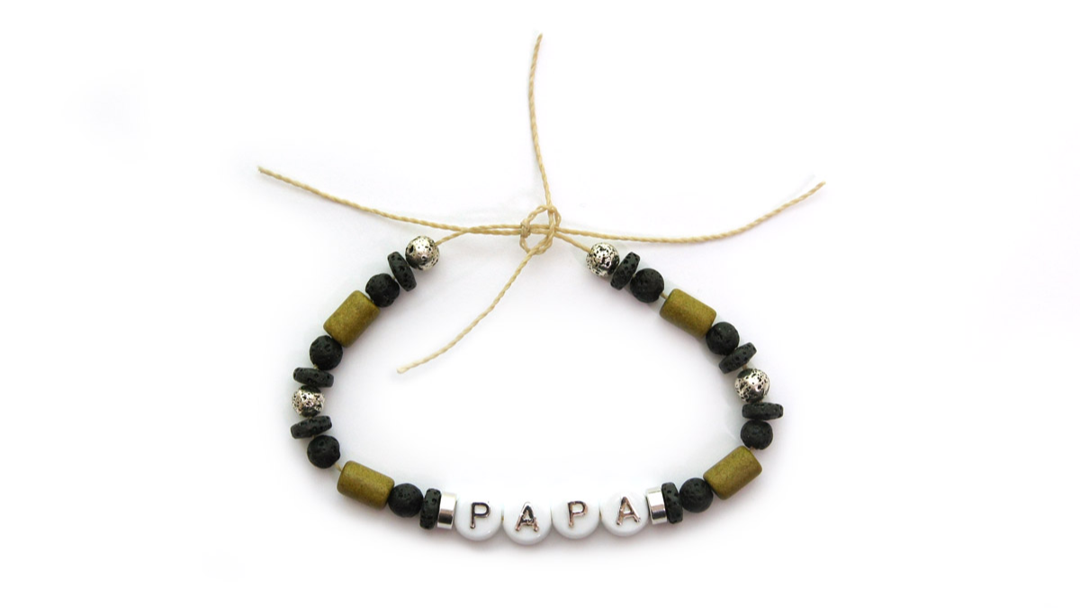 Festa del papà alfabeto perline bracciale regolabile fiocco : Tappa 3 Festa del papà alfabeto perline bracciale regolabile fiocco : Tappa 3