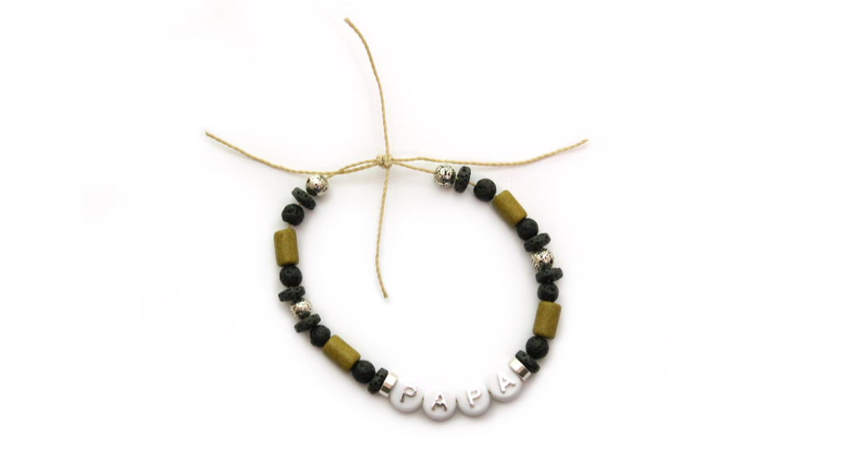 Festa del papà alfabeto perline bracciale regolabile fiocco : Tappa 4 Festa del papà alfabeto perline bracciale regolabile fiocco : Tappa 4