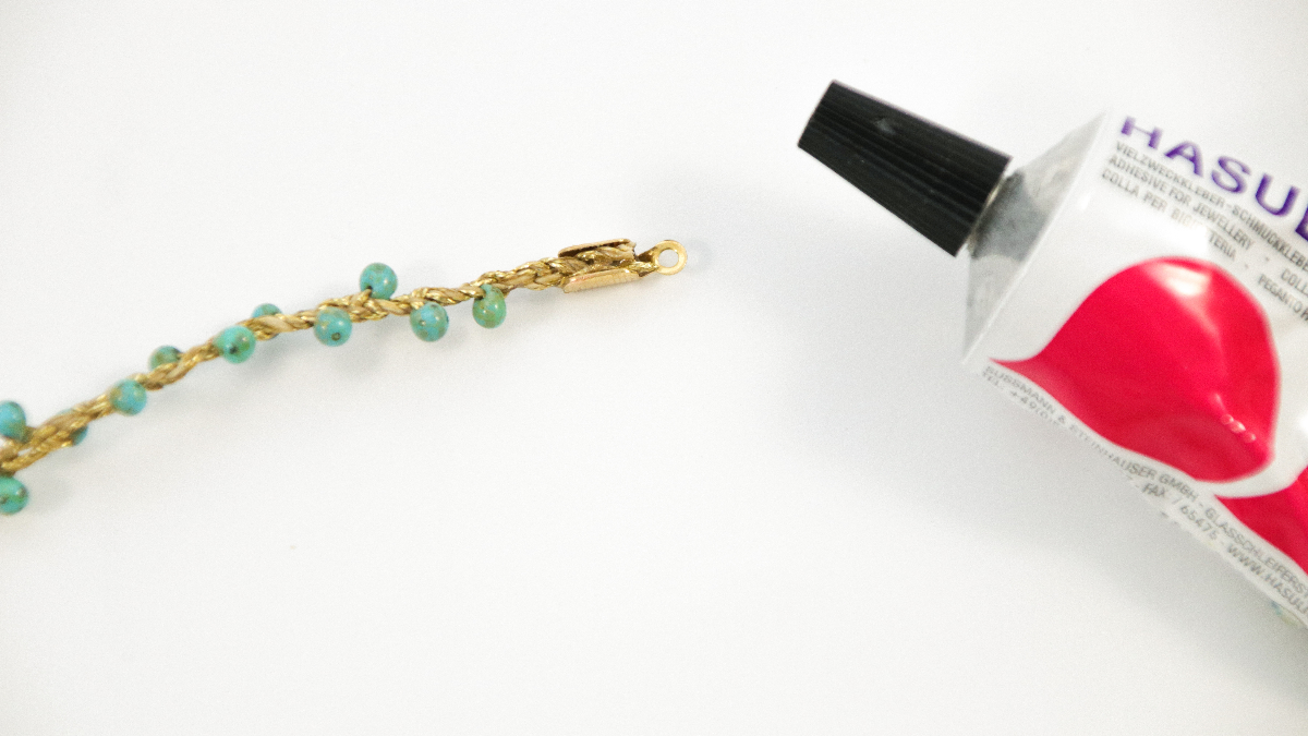 Cavigliera con catena fantasia e perline Miyuki : Tappa 7 Cavigliera con catena fantasia e perline Miyuki : Tappa 7