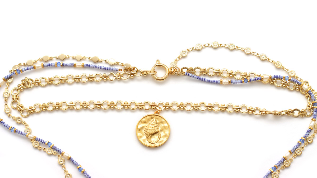 Tuto Collana Multirangs con perline a strisce blu e catene fantasia : Tappa 7 Tuto Collana Multirangs con perline a strisce blu e catene fantasia : Tappa 7