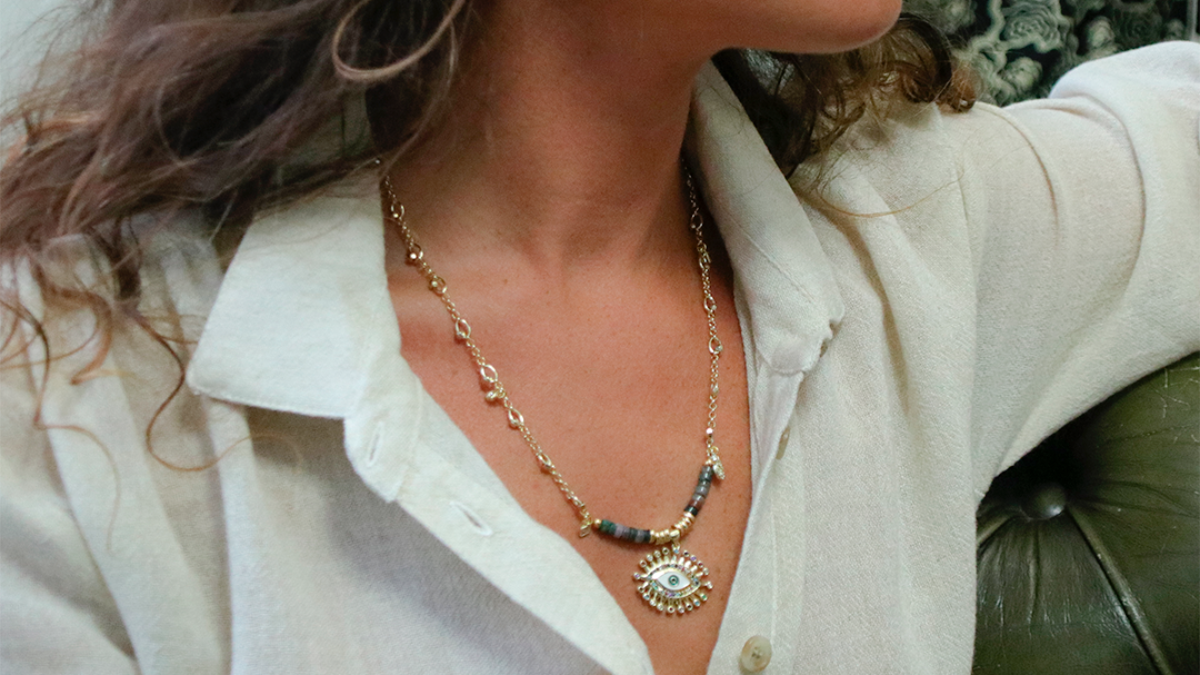 Schema Collana con ciondolo occhio e zirconi Schema Collana con ciondolo occhio e zirconi